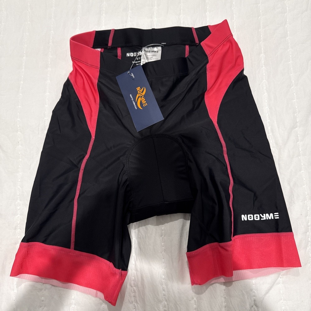 Nooyme Cycling Shorts Women M Black Hot Pink Padded Bike Short Built-in Pads